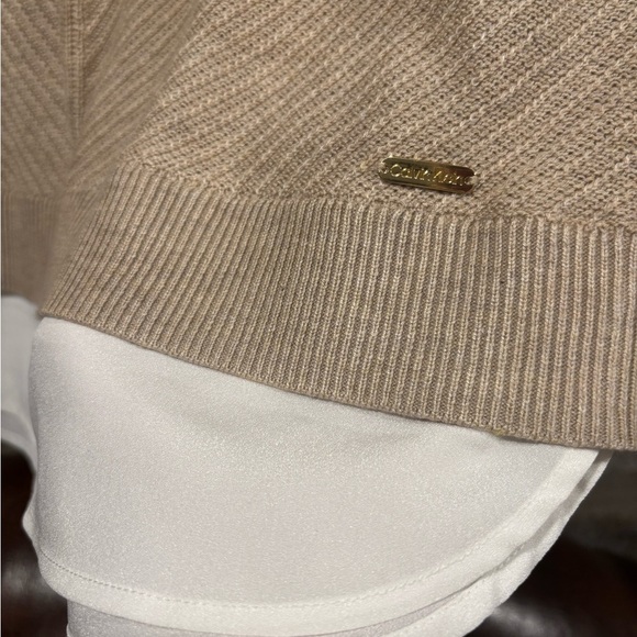Calvin Klein beige lightweight layered sweater blouse size M - Picture 3 of 8